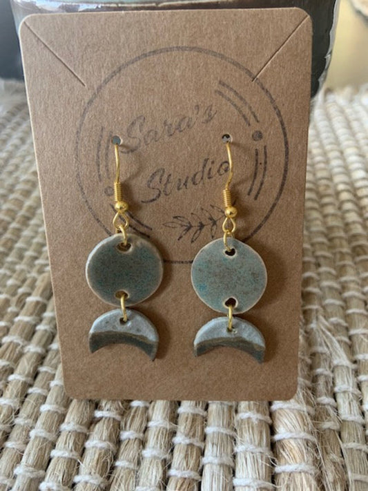 Two Tiered Moon-Esque Handmade Clay Earrings