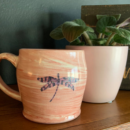 Marbled Pink Dragonfly Mug