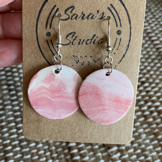 Marbled Pink &White Earrings