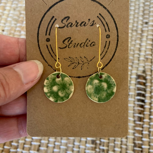Floral Green Porcelain Earrings