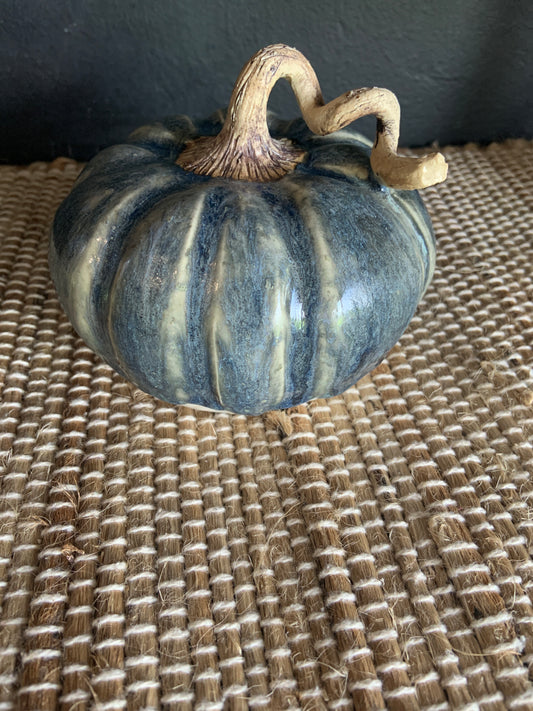 Deep Blue Pottery Pumpkin