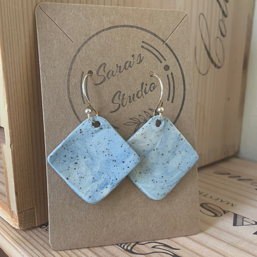 Marbled Blue Speckle Earrings