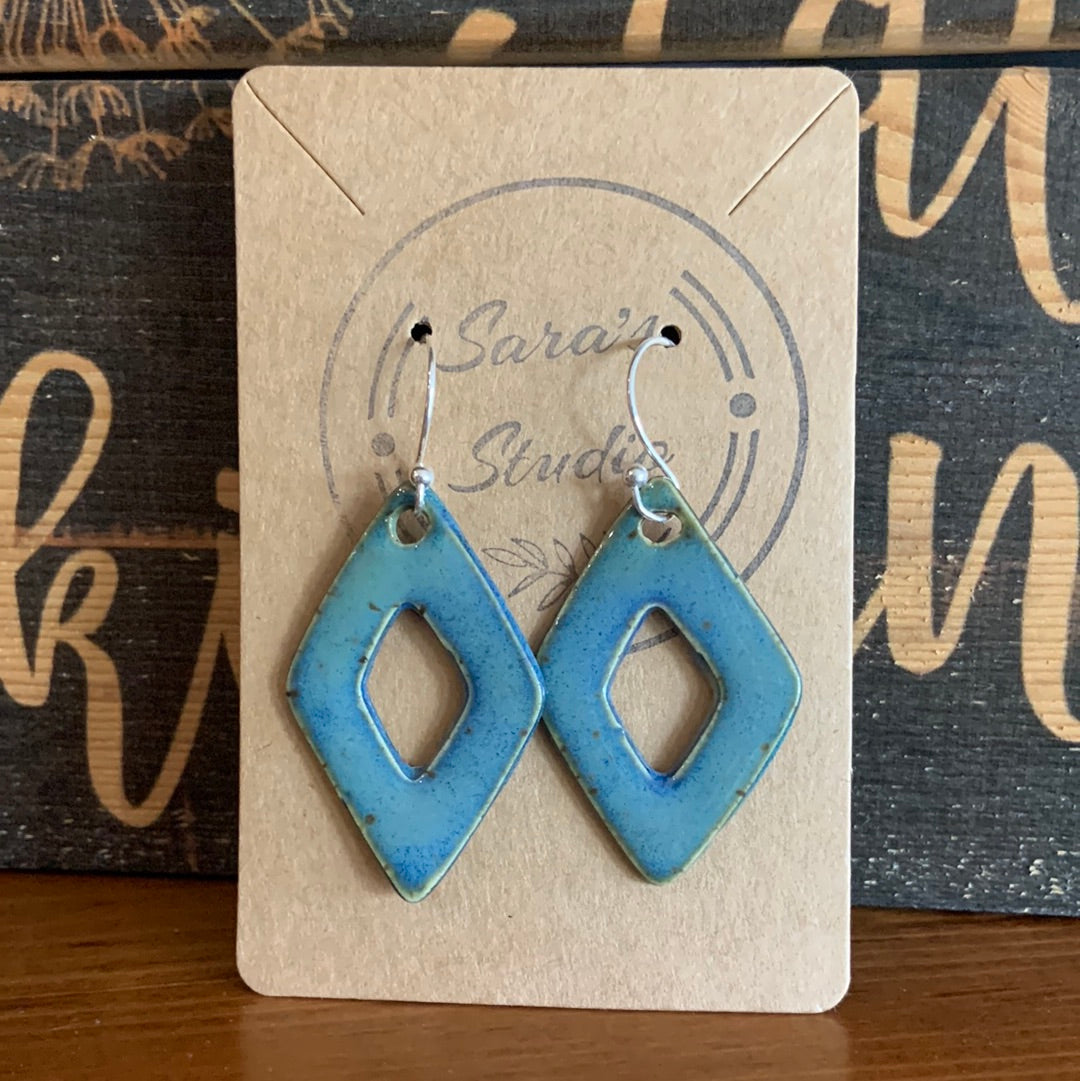 Glossy Blue Earrings