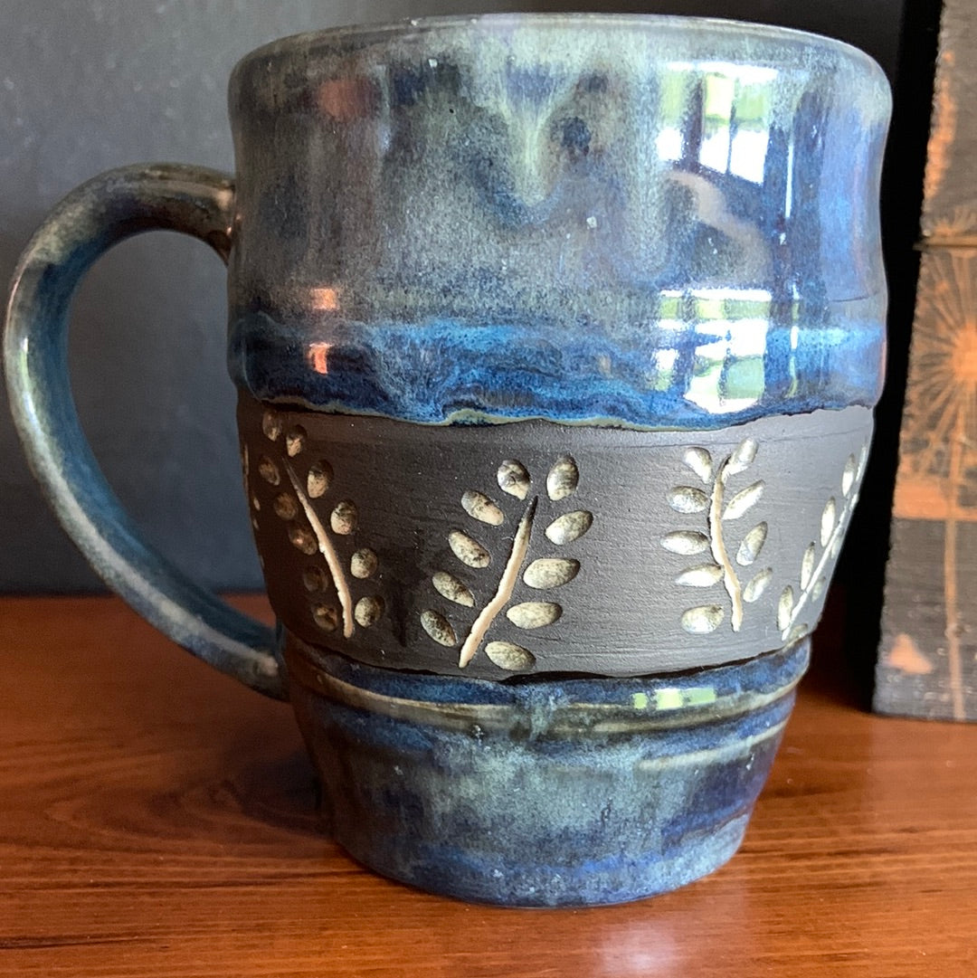 Glossy Denim Leaf Mug