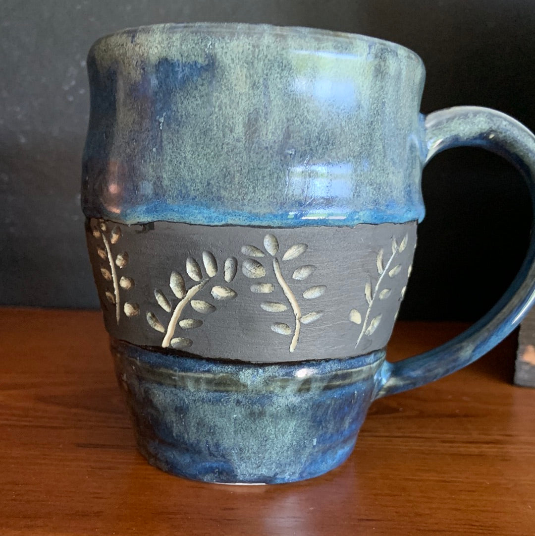 Glossy Denim Leaf Mug