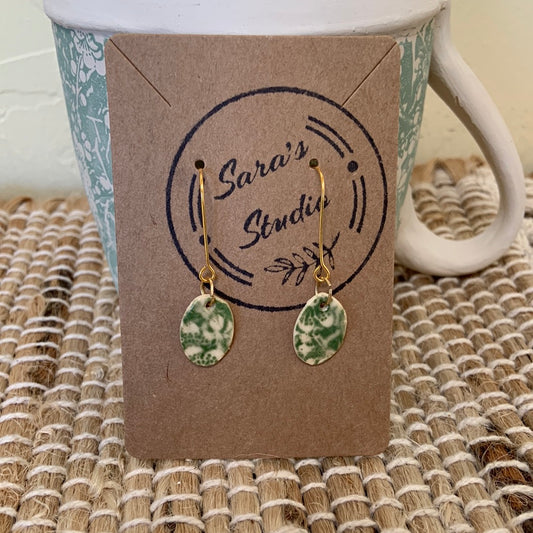 Green Floral Drop Earrings