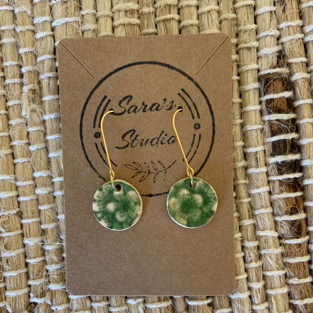 Floral Green Porcelain Earrings