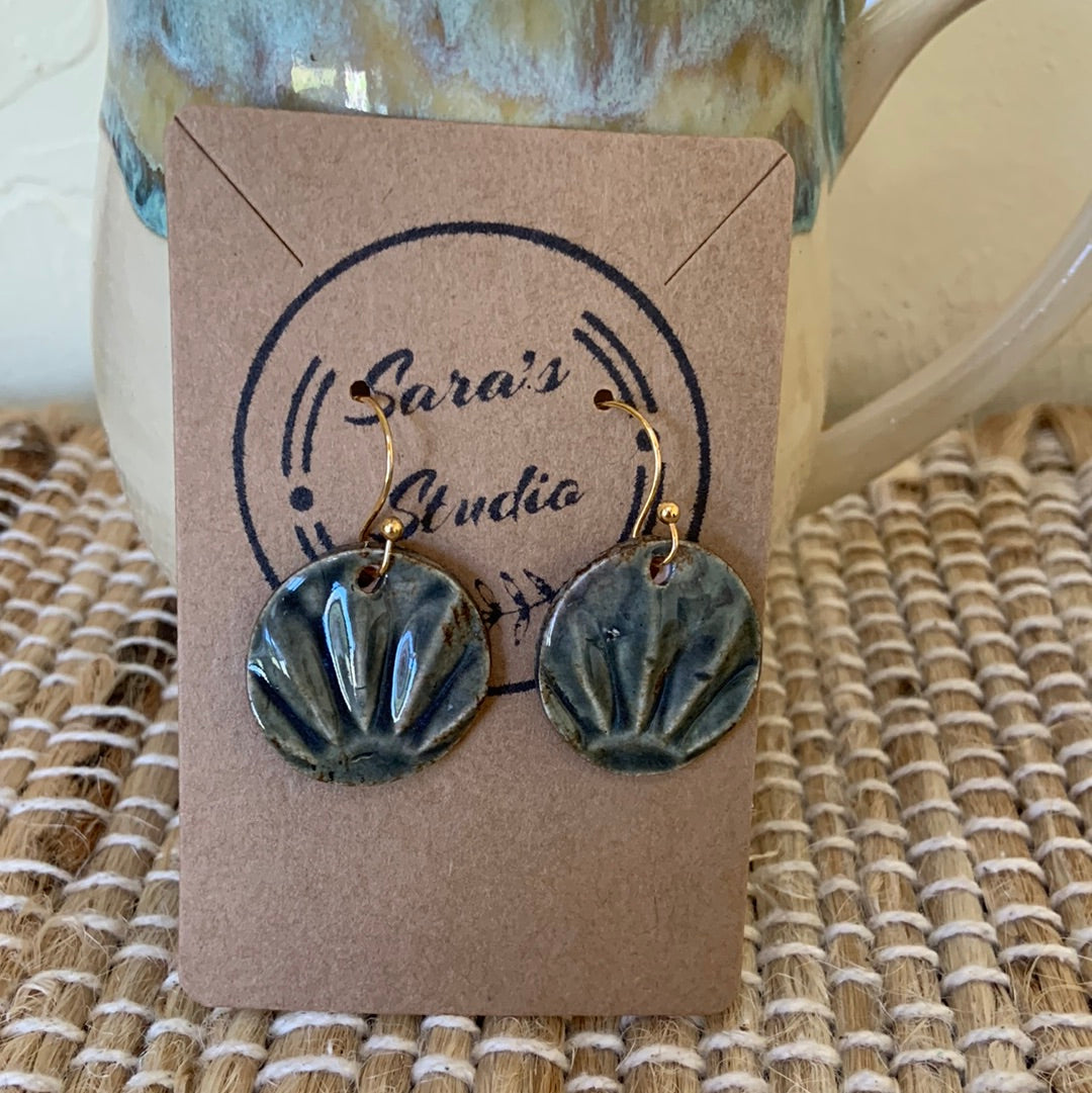 Fading Blue Flower Stamped Earrings