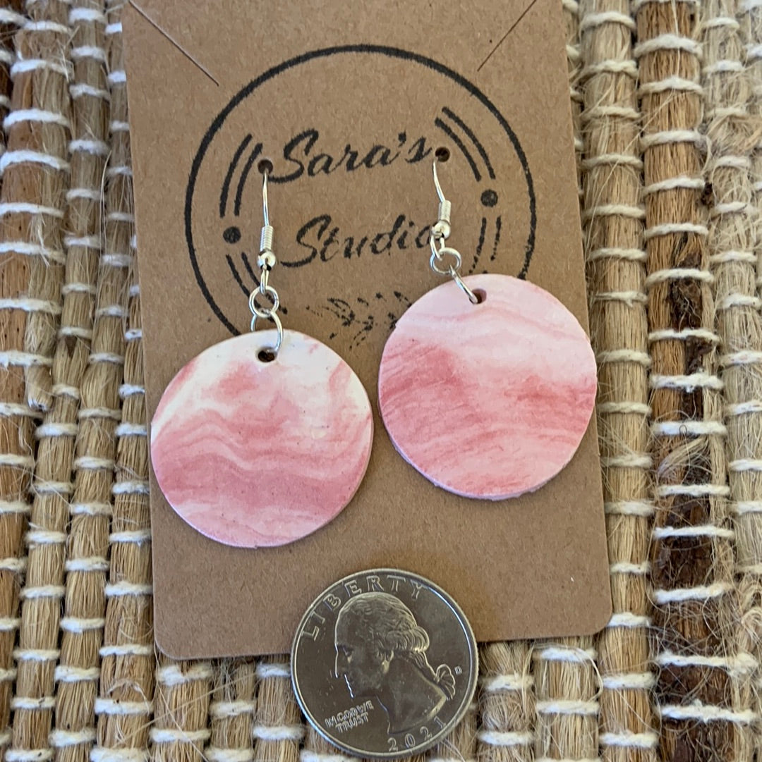 Marbled Pink &White Earrings