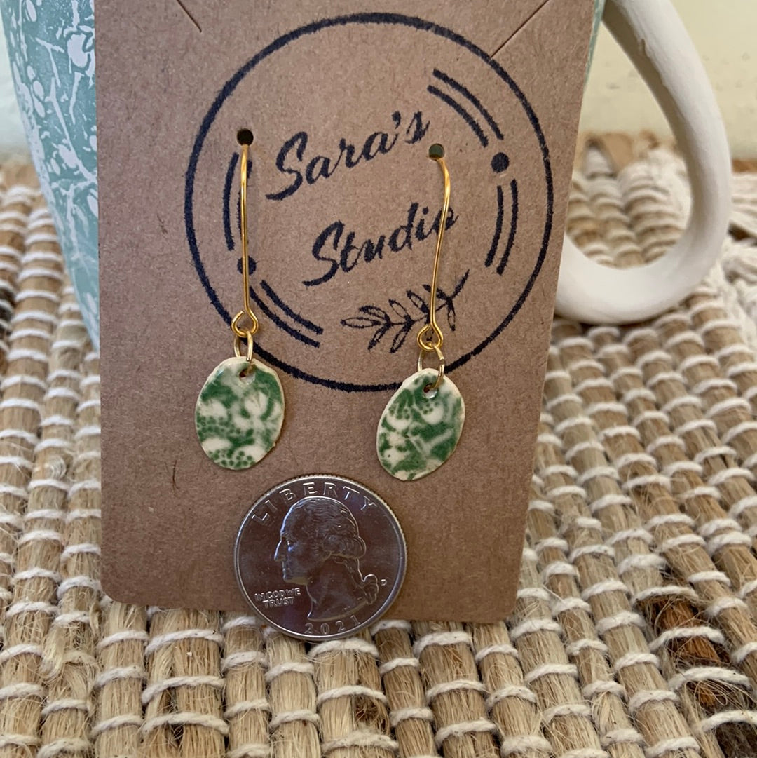 Green Floral Drop Earrings